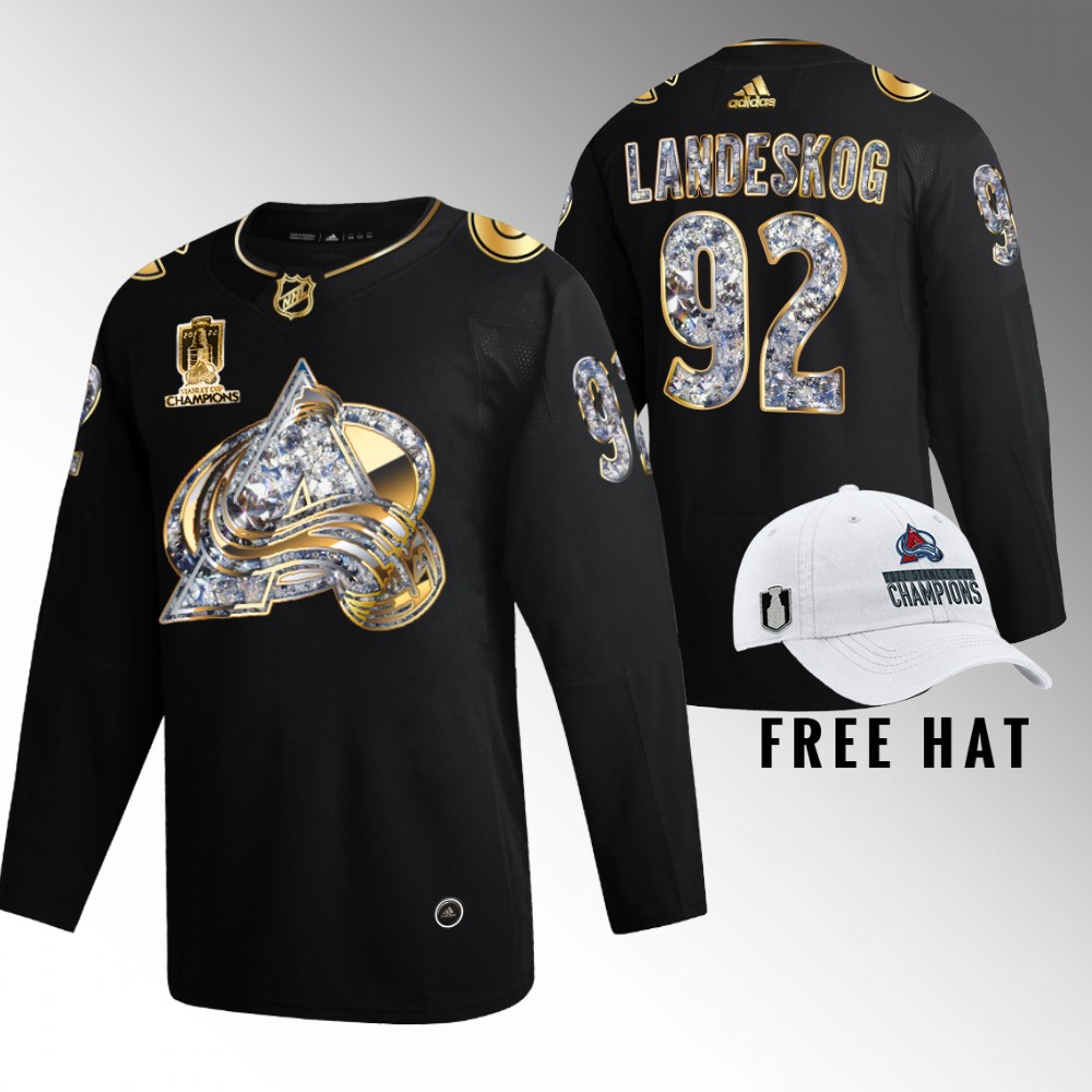 Avalanche 2022 Stanley Cup Champs Gabriel Landeskog Black Golden Diamond Jersey
