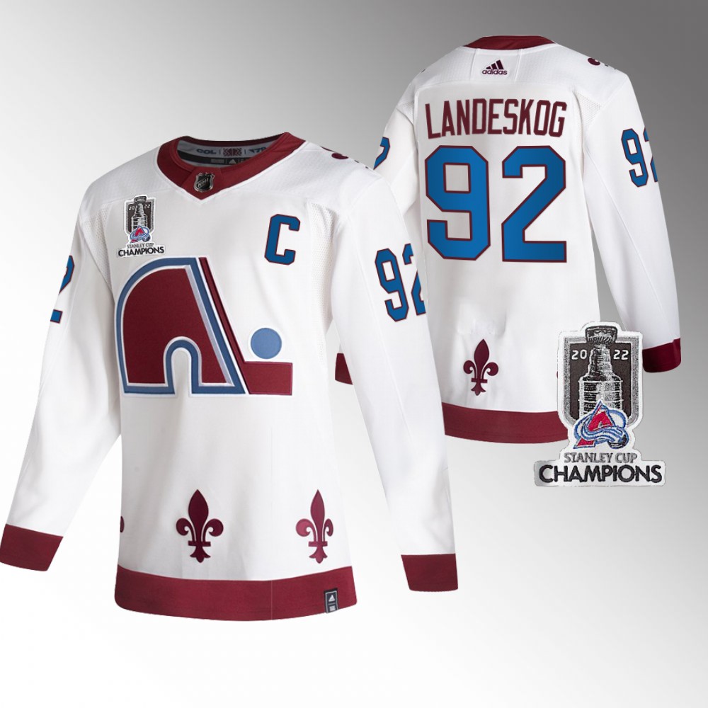Avalanche 2022 Stanley Cup Champs Gabriel Landeskog White Reverse Retro Jersey