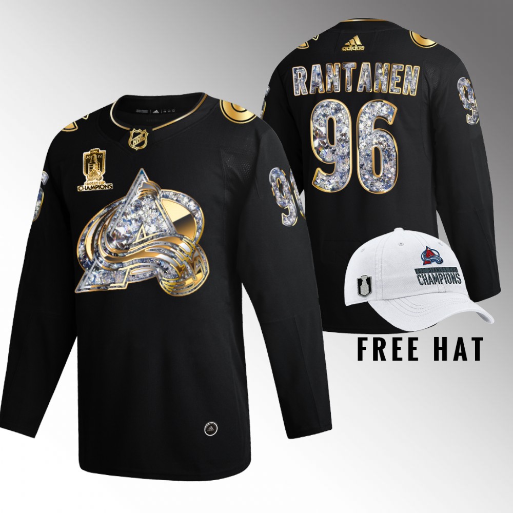 Avalanche 2022 Stanley Cup Champs Mikko Rantanen Black Golden Diamond Jersey