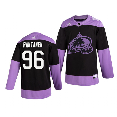 Avalanche 96 Mikko Rantanen Black Purple Hockey Fights Cancer Adidas Jersey