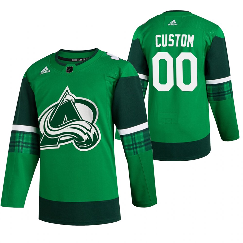 Avalanche Custom 2020 St. Patrick's Day Green #00 Jersey