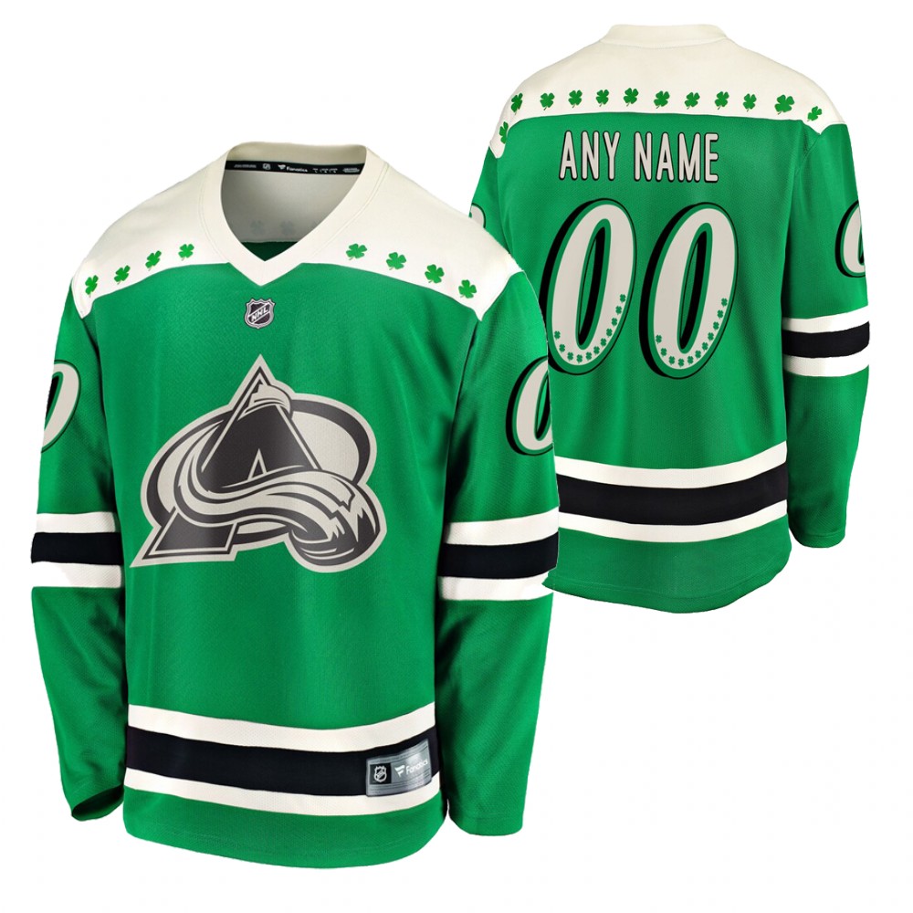 Avalanche Custom 2021 St Patricks Day Green Men Jersey