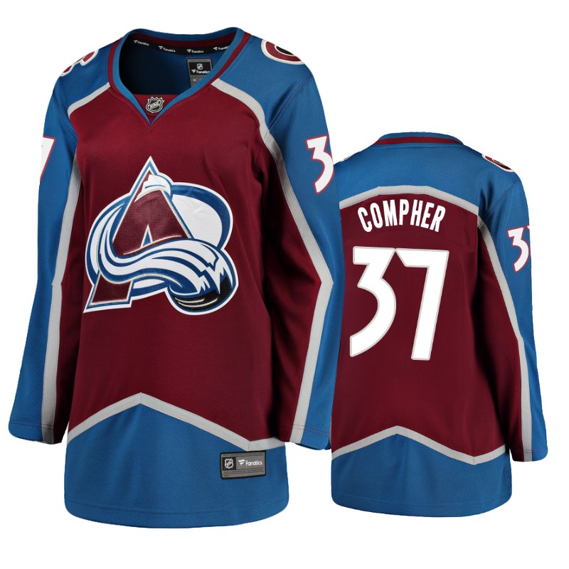 Avalanche J. T. Compher Burgundy Breakaway Player Home Jersey