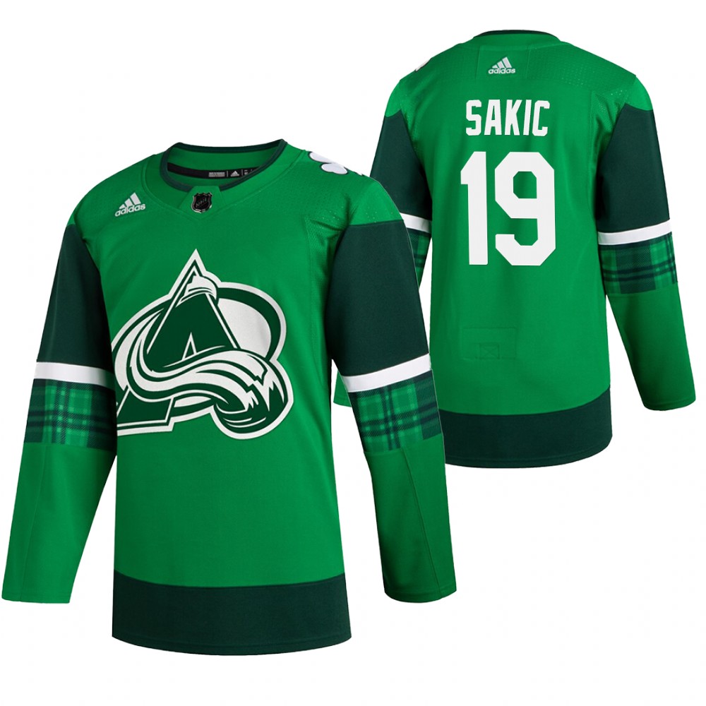 Avalanche Joe Sakic 2020 St. Patrick's Day Green #19 Jersey Authentic Player