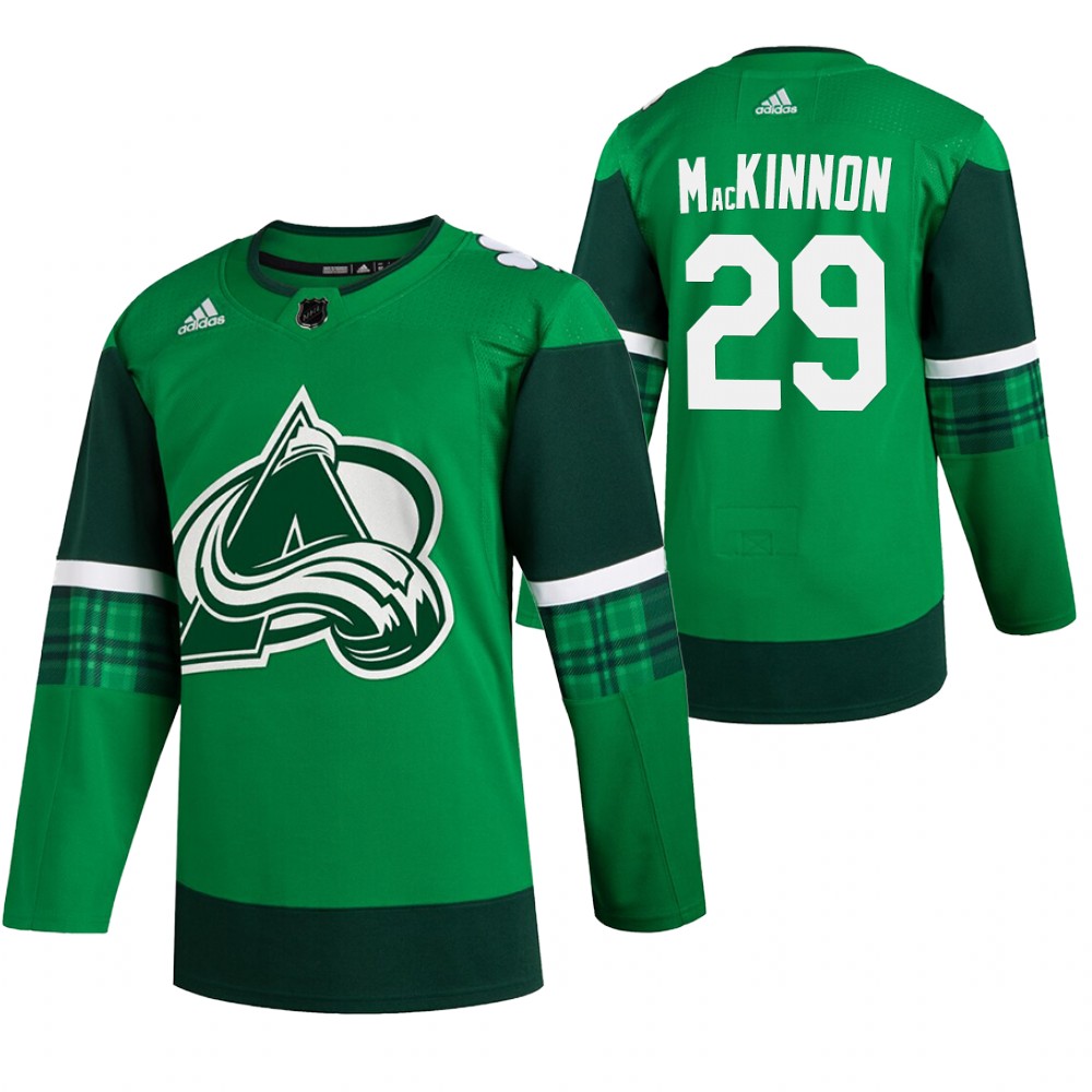 Avalanche Nathan MacKinnon 2020 St. Patrick's Day Green #29 Jersey Authentic Player