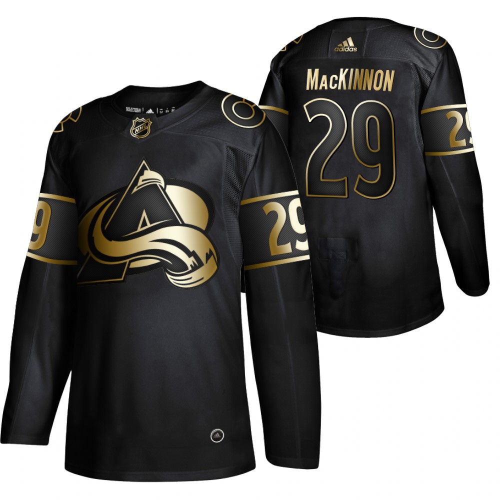 Avalanche Nathan MacKinnon Authentic Black Golden Limited Jersey