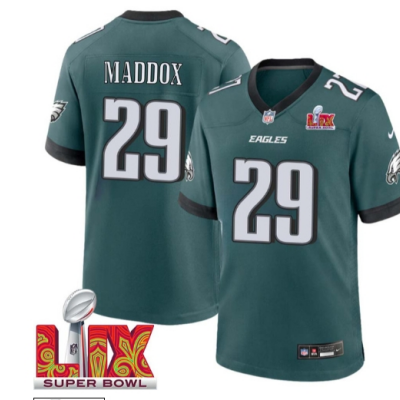 Avonte Maddox No 29 Men Super Bowl LIX Philadelphia Eagles Home Game 2025 Jersey- Replica