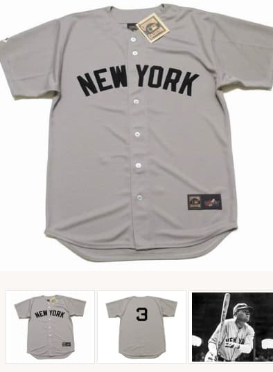 BABE RUTH New York Yankees 1934 Away Majestic Throwback Baseball Jersey