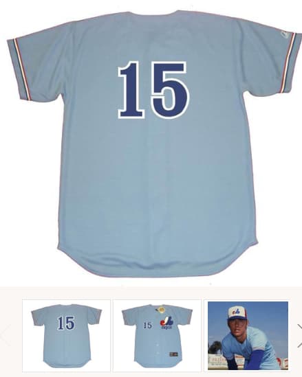 BALOR MOORE Montreal Expos 1973 Away Majestic Throwback Baseball Jersey