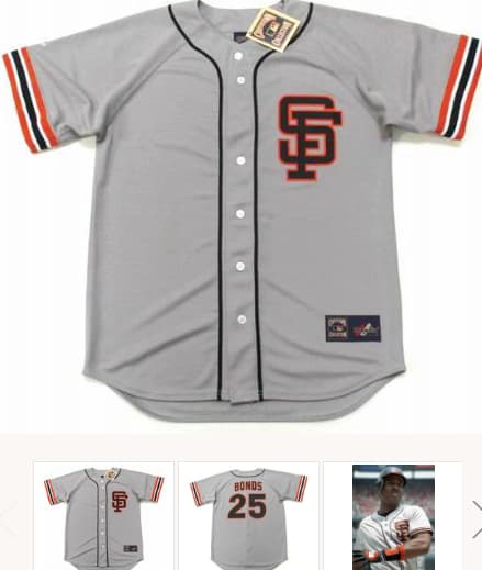 BARRY BONDS San Francisco Giants 1993 Away Majestic Baseball Throwback Jersey