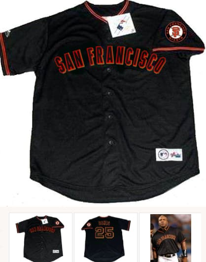 BARRY BONDS San Francisco Giants 2002 Majestic Throwback Alternate Baseball Jersey