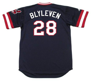 BERT BLYLEVEN Cleveland Indians 1984 Away Majestic Throwback Baseball Jersey