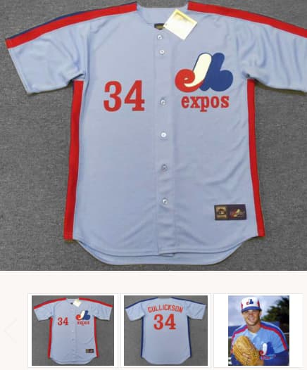 BILL GULLICKSON Montreal Expos 1981 Away Majestic Throwback Baseball Jersey