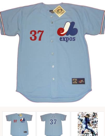BILL LEE Montreal Expos 1979 Away Majestic Throwback Baseball Jersey