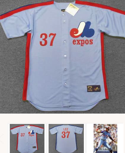 BILL LEE Montreal Expos 1981 Away Majestic Throwback Baseball Jersey