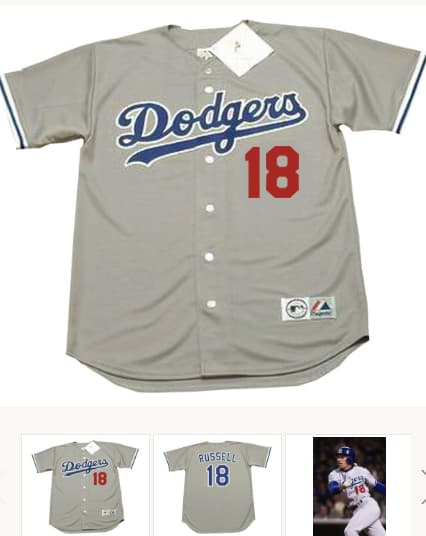 BILL RUSSELL Los Angeles Dodgers 1981 Away Majestic Baseball Throwback Jersey