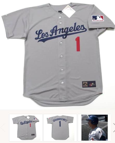 BILLY GRABARKEWITZ Los Angeles Dodgers 1969 Away Majestic Baseball Throwback Jersey