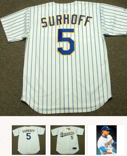 BJ SURHOFF Milwaukee Brewers 1990 Home Majestic Throwback Baseball Jersey