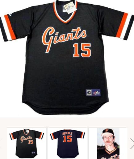 BOB BRENLY San Francisco Giants 1982 Majestic Cooperstown Away Baseball Jersey