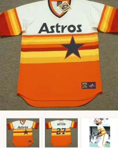 BOB WATSON Houston Astros 1970's Home Majestic Baseball Throwback Jersey