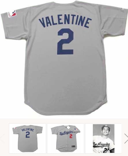 BOBBY VALENTINE Los Angeles Dodgers 1969 Away Majestic Baseball Throwback Jersey