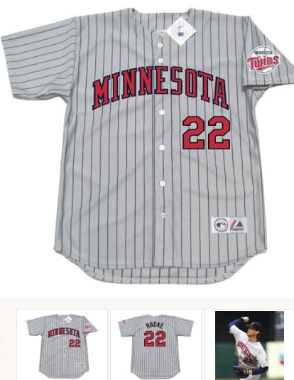 BRAD RADKE Minnesota Twins 2004 Majestic Throwback Away Baseball Jersey