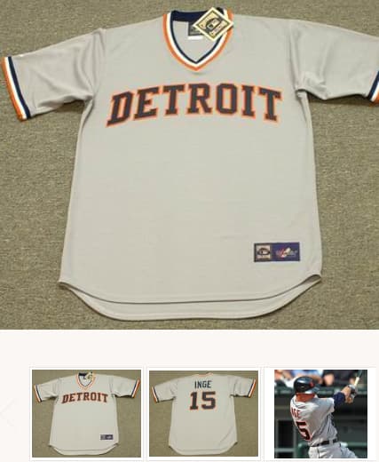 BRANDON INGE Detroit Tigers 1980's Majestic Cooperstown Throwback Baseball Jersey
