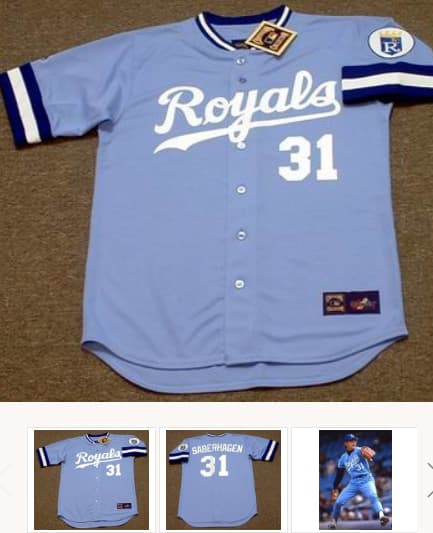 BRET SABERHAGEN Kansas City Royals 1985 Away Majestic Throwback Baseball Jersey