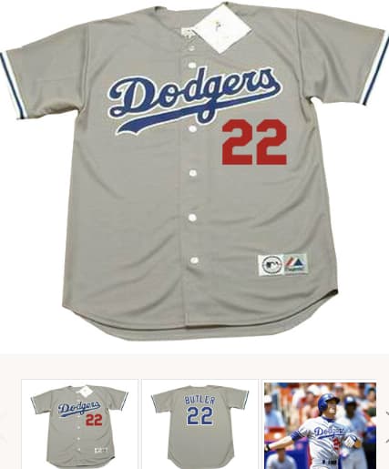 BRETT BUTLER Los Angeles Dodgers 1992 Away Majestic Baseball Throwback Jersey