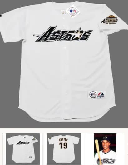 BRIAN HUNTER Houston Astros 1994 Home Majestic Baseball Throwback Jersey