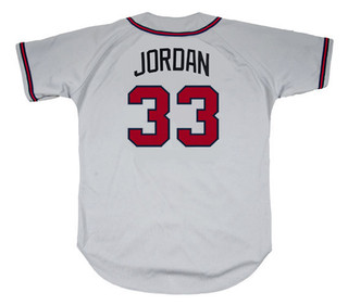BRIAN JORDAN Atlanta Braves 1999 Away Majestic Throwback Baseball Jersey