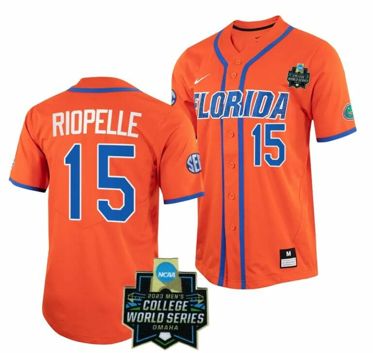 BT Riopelle Jersey Florida Gators #15 Orange NCAA 2023 College World Series Baseball