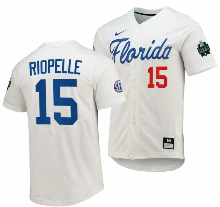 BT Riopelle Jersey Florida Gators 2023 College World Series White #15 Replica NCAA Baseball