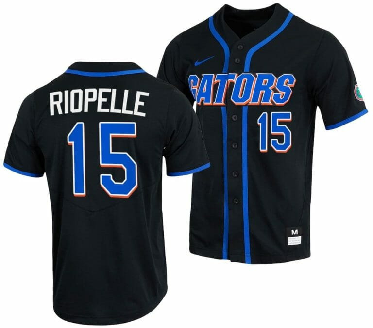 BT Riopelle Jersey Florida Gators College Baseball Full-Button Black #15