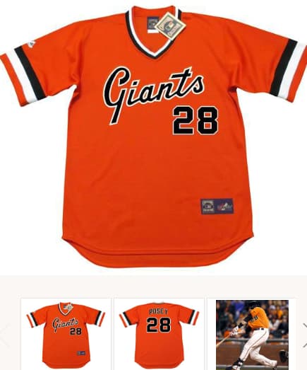 BUSTER POSEY San Francisco Giants 1970's Majestic Cooperstown Baseball Jersey