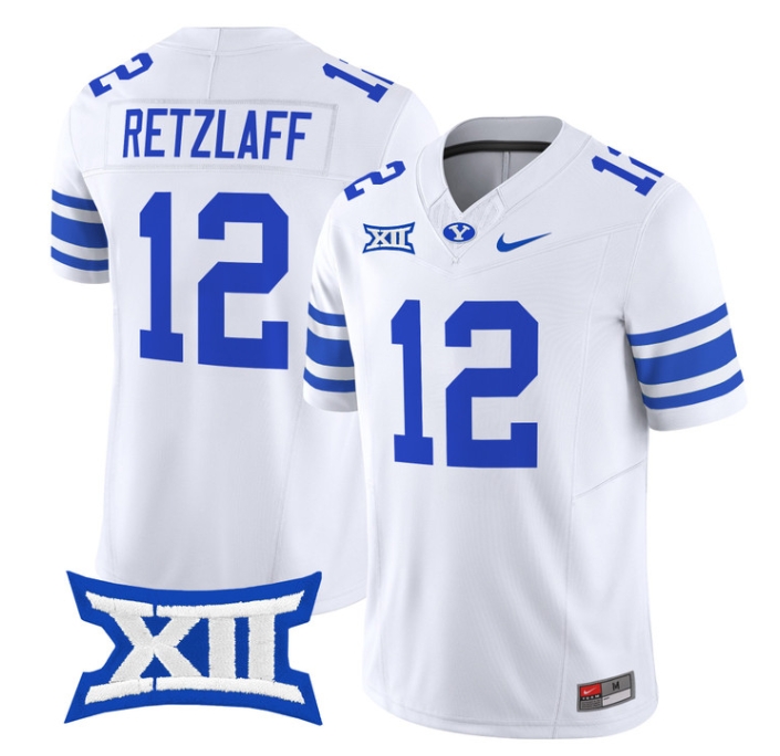 BYU Cougars 2024 Vapor Limited Football Jersey - All Stitched  WHITE #12 JAKE RETZLAFF