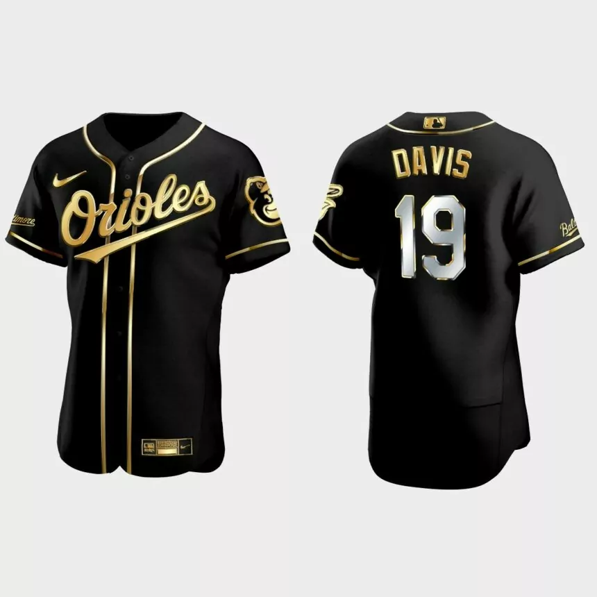 Baltimore Orioles #19 Chris Davis Golden Edition Authentic Jersey – Black
