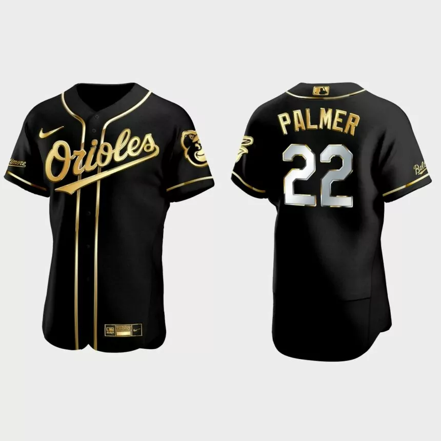 Baltimore Orioles #22 Jim Palmer Golden Edition Authentic Jersey – Black