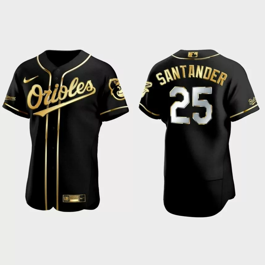 Baltimore Orioles #25 Anthony Santander Golden Edition Authentic Jersey – Black