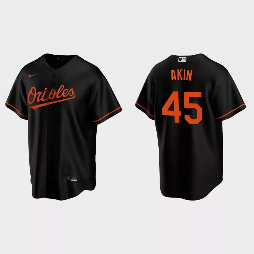 Baltimore Orioles #45 Keegan Akin Replica Alternate Jersey – Black