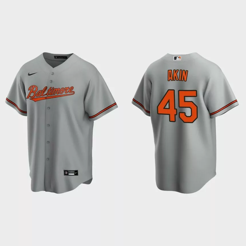 Baltimore Orioles #45 Keegan Akin Replica Road Jersey – Gray