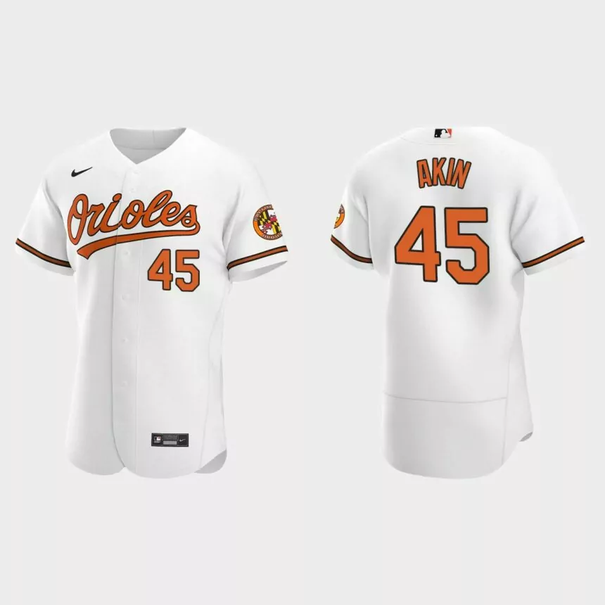Baltimore Orioles #45 Keegan Akin White Authentic Home Jersey