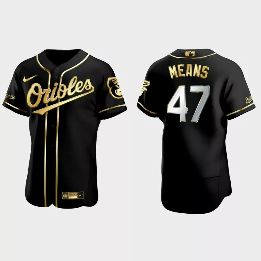 Baltimore Orioles #47 John Means Golden Edition Authentic Jersey – Black