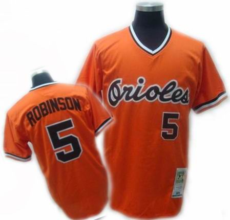 Baltimore Orioles #5 Brooks Robinson Orange Throwback Jerseys
