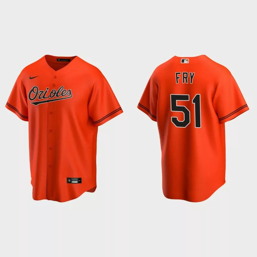 Baltimore Orioles #51 Paul Fry Replica Alternate Jersey – Orange