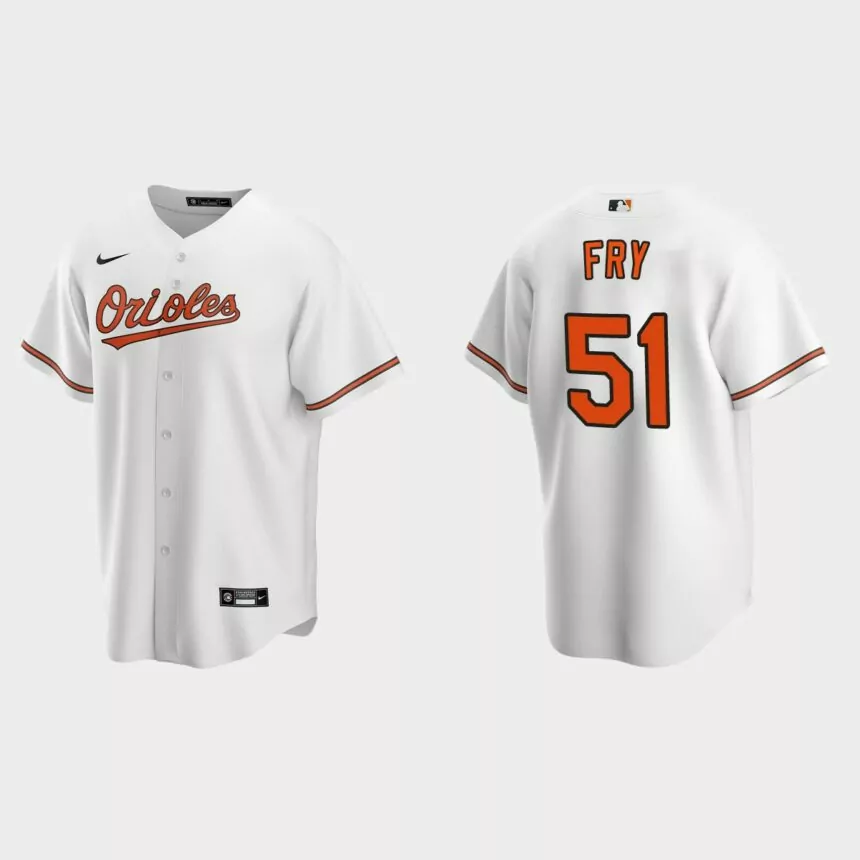 Baltimore Orioles #51 Paul Fry Replica Home Jersey – White