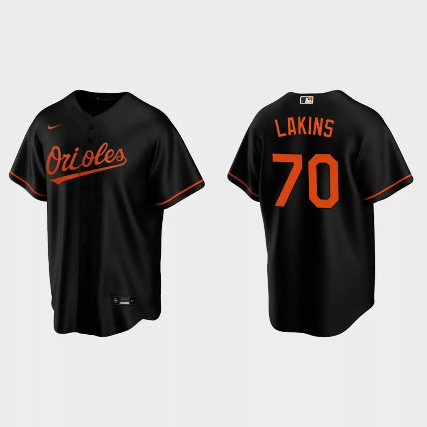 Baltimore Orioles #70 Travis Lakins Replica Alternate Jersey – Black