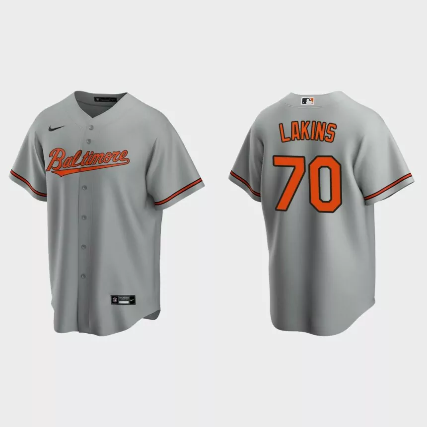 Baltimore Orioles #70 Travis Lakins Replica Road Jersey – Gray