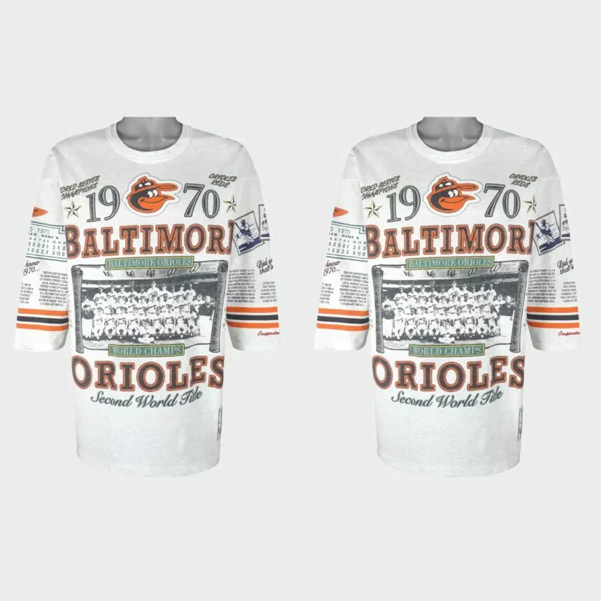 Baltimore Orioles 1970 Second World Title Long Gone Jersey – White