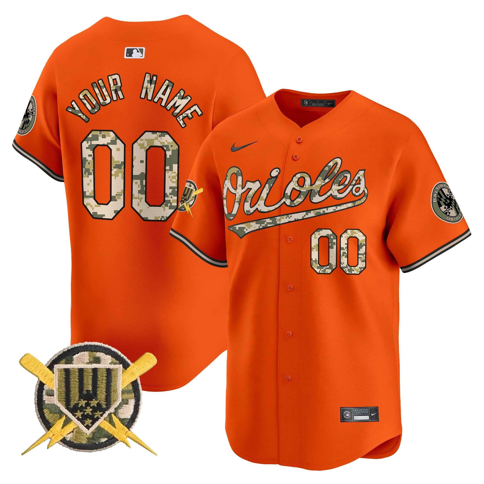 Baltimore Orioles Armed Forces Day Vapor Premier Limited Custom Jersey  –  All Stitched